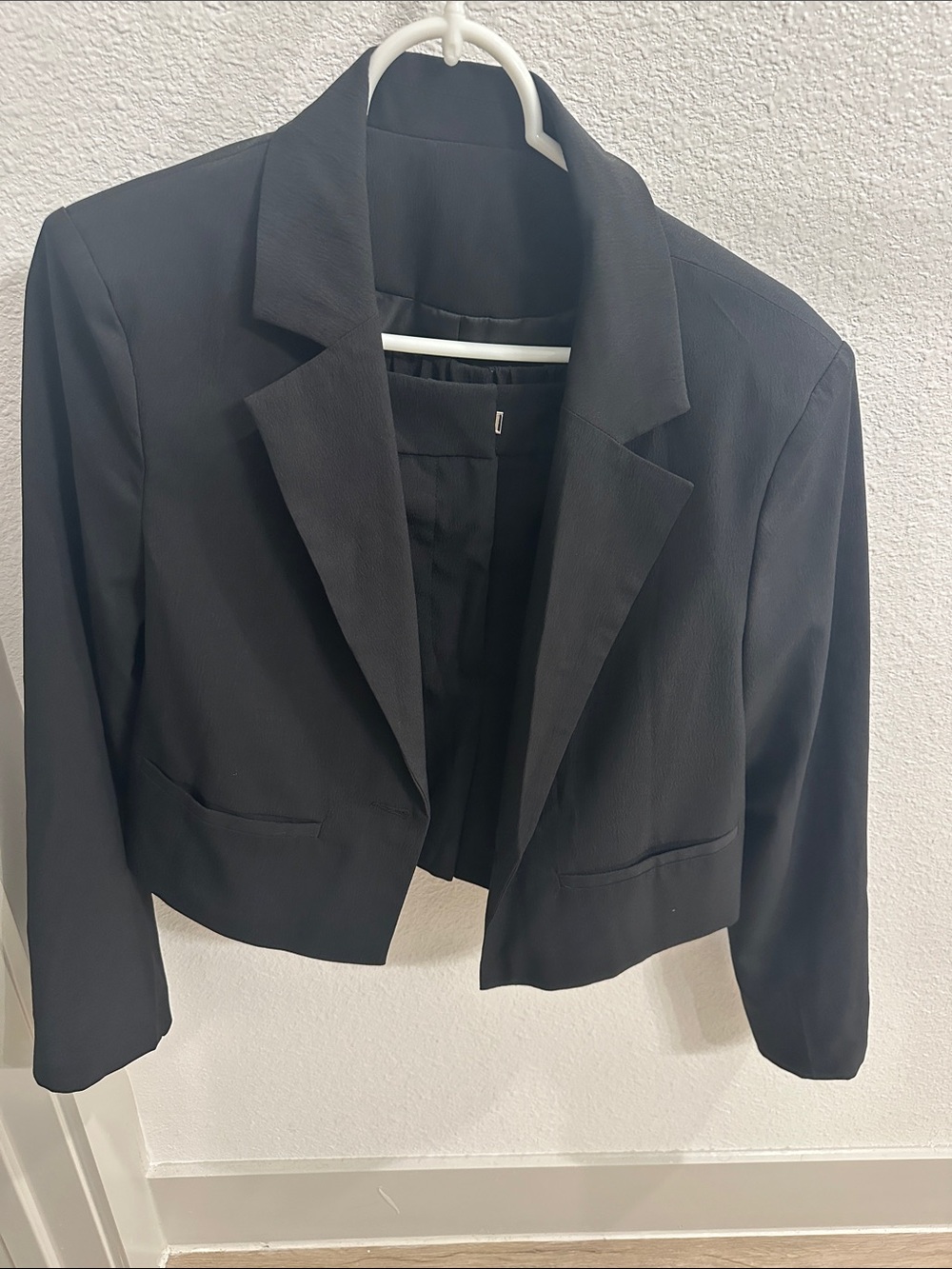 Cropped Black Women's Blazer Jacket and dress shorts set